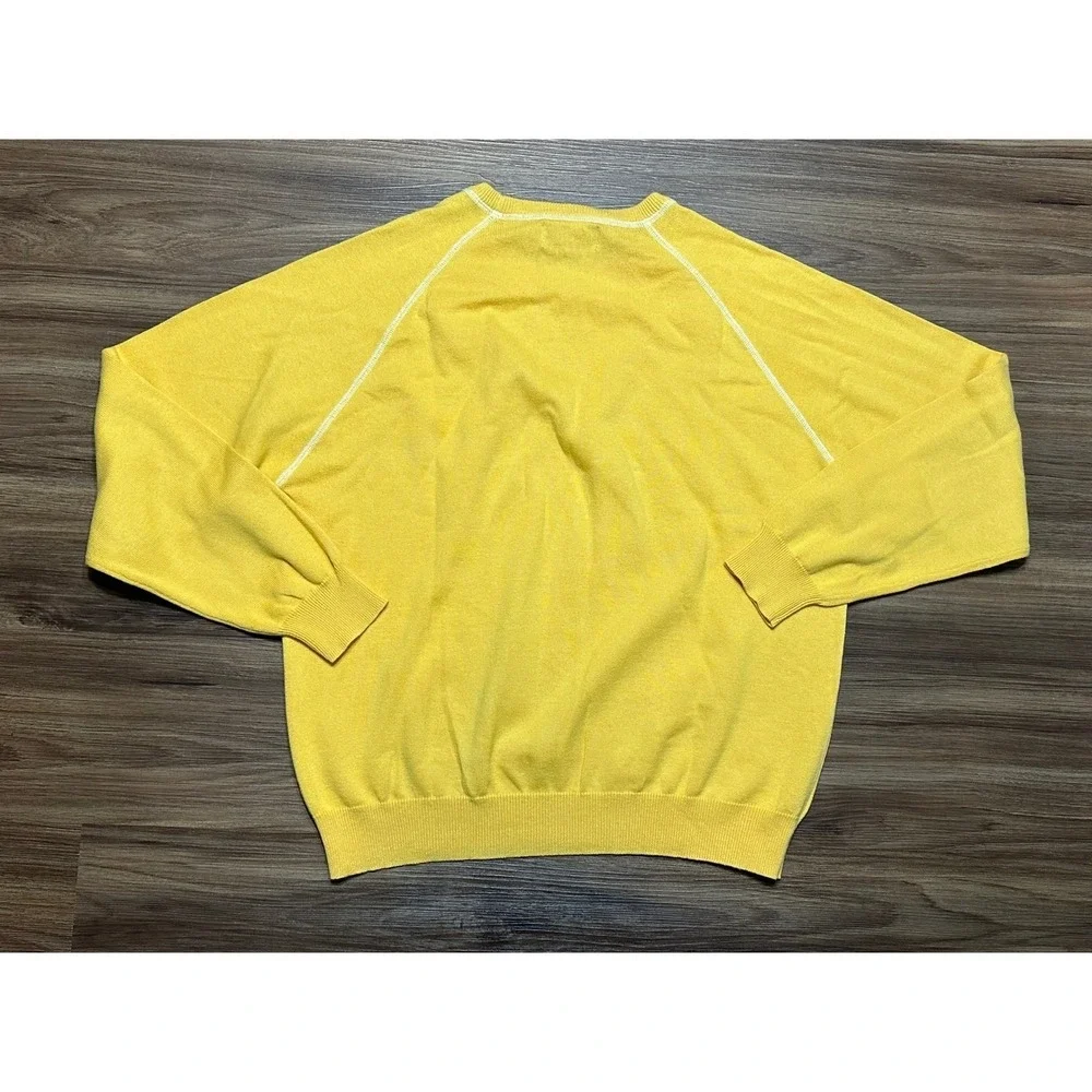 Orvis Signature Collection Cashmere Blend Yellow Sweater Elbow Patches Sz L